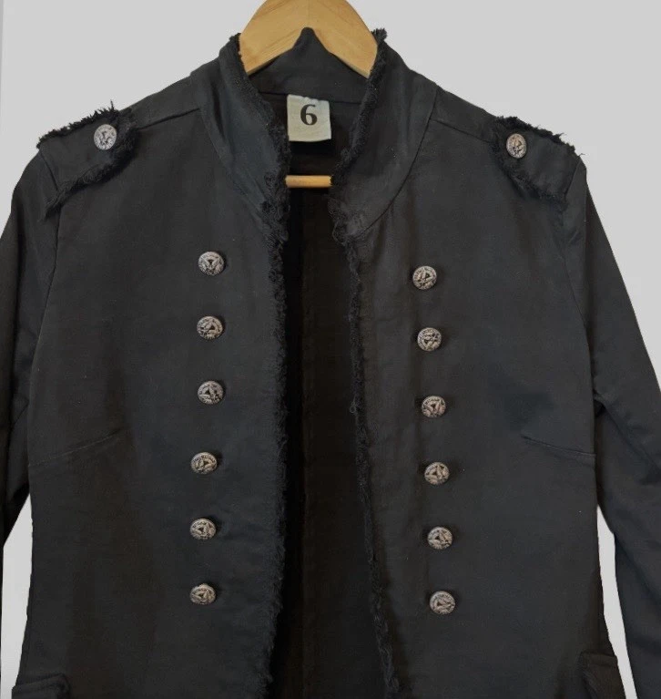 No. 6 Military Jkt W Frange WM L Negro Sgt Peppers Steampunk Foto 3 de 4