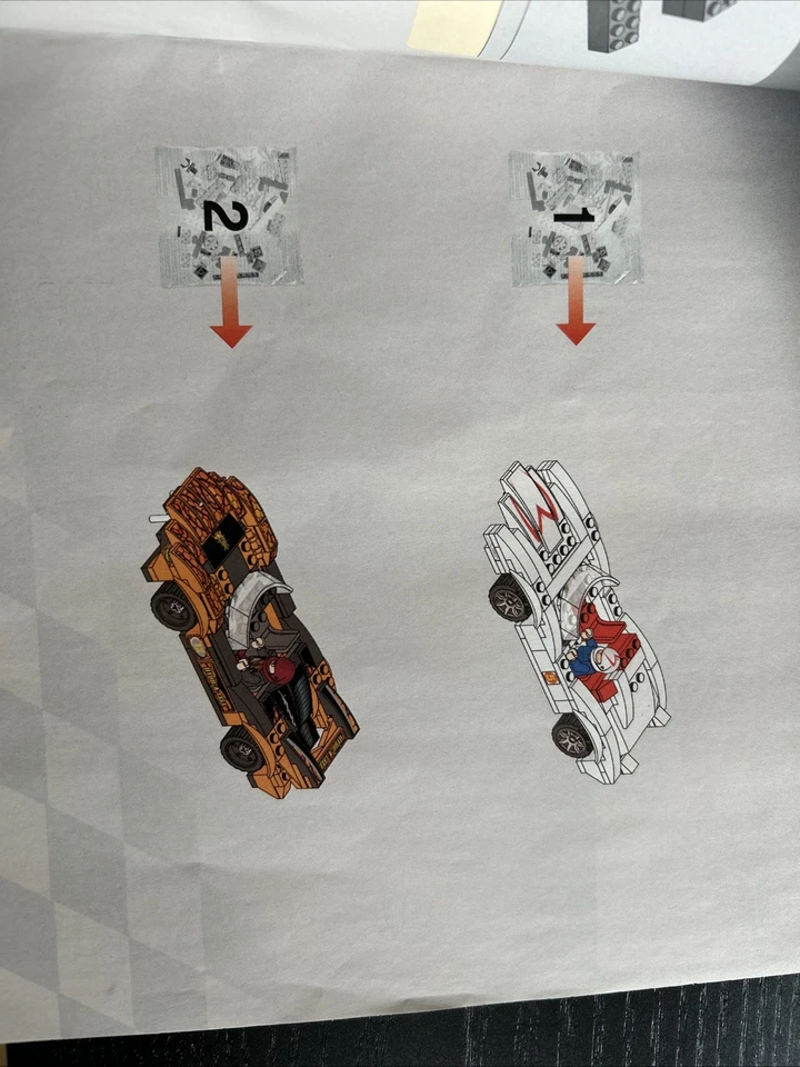 Lego 8158 Speed Racer, Bauanleitung mit ein paar Bausteinen mit Aufkleber  - Bild 4 von 4