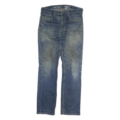 Carhartt Herren Regular Fit Straight Leg Denim Blau Baumwolle W32 L32 Zip Jeans