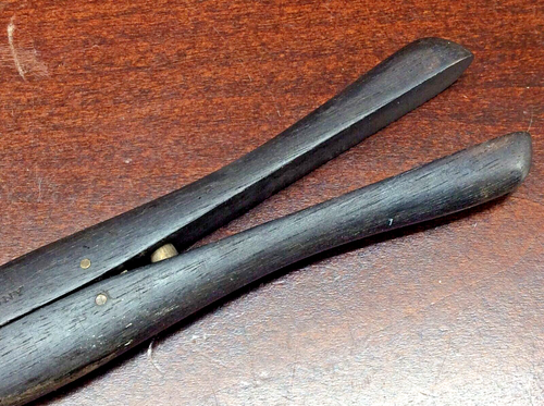 Antique Victorian Black Ebony Wood Tongs Glove Stretcher 8.5" - Picture 3 of 8