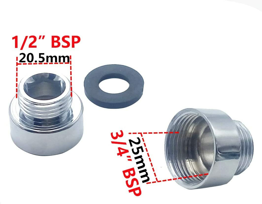 Waterberry Shower Hose Adaptor 3/4" Female x 1/2" Male BSP Chrome