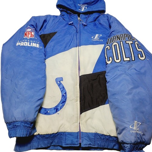 Vintage Indianapolis Colts Logo Athletic Sharktooth Jacket Coat Men's Large NFL - Picture 2 of 12