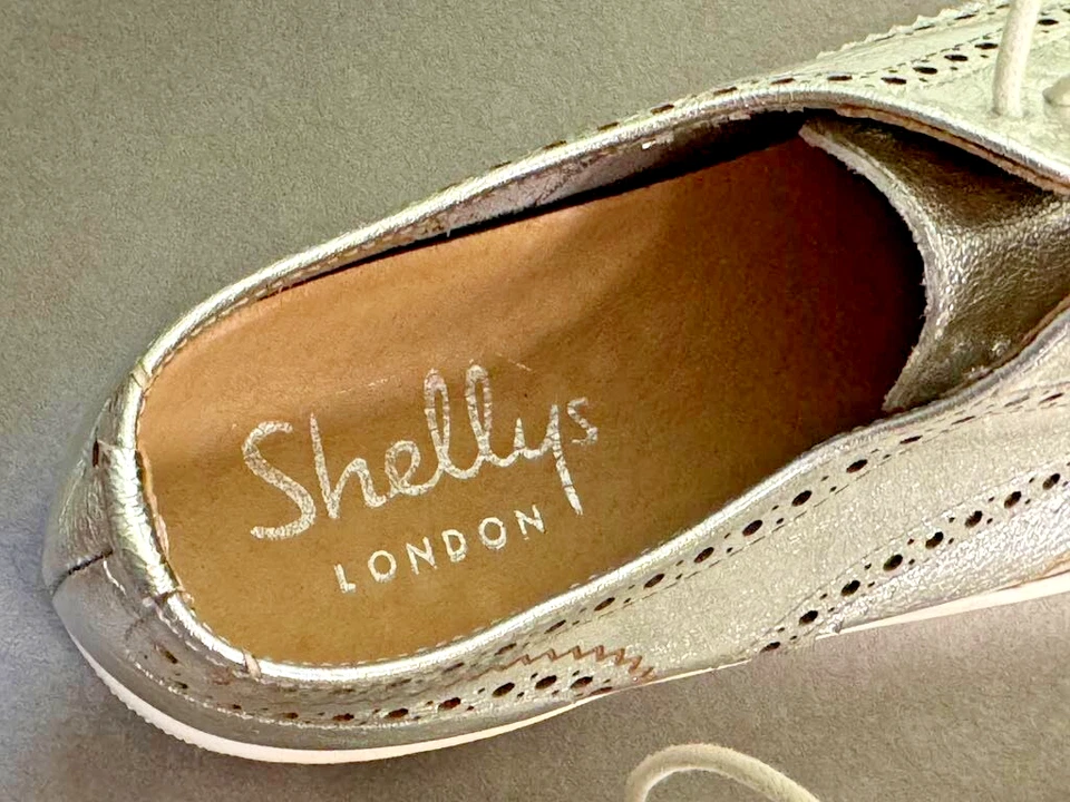 Shellys London Platform Lace Up Oxford Shoes - Metallic Silver Sneaker Size 7 - Image 2 of 4