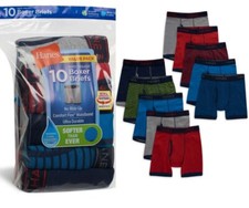 Hanes Boys SIZE S- 6-8 Comfort Flex Tagless Boxer Briefs 10 Pack Stripes, Solid