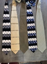 Lot 5 Bergamo New York Tie Pure 100% Silk Assorted Geometric