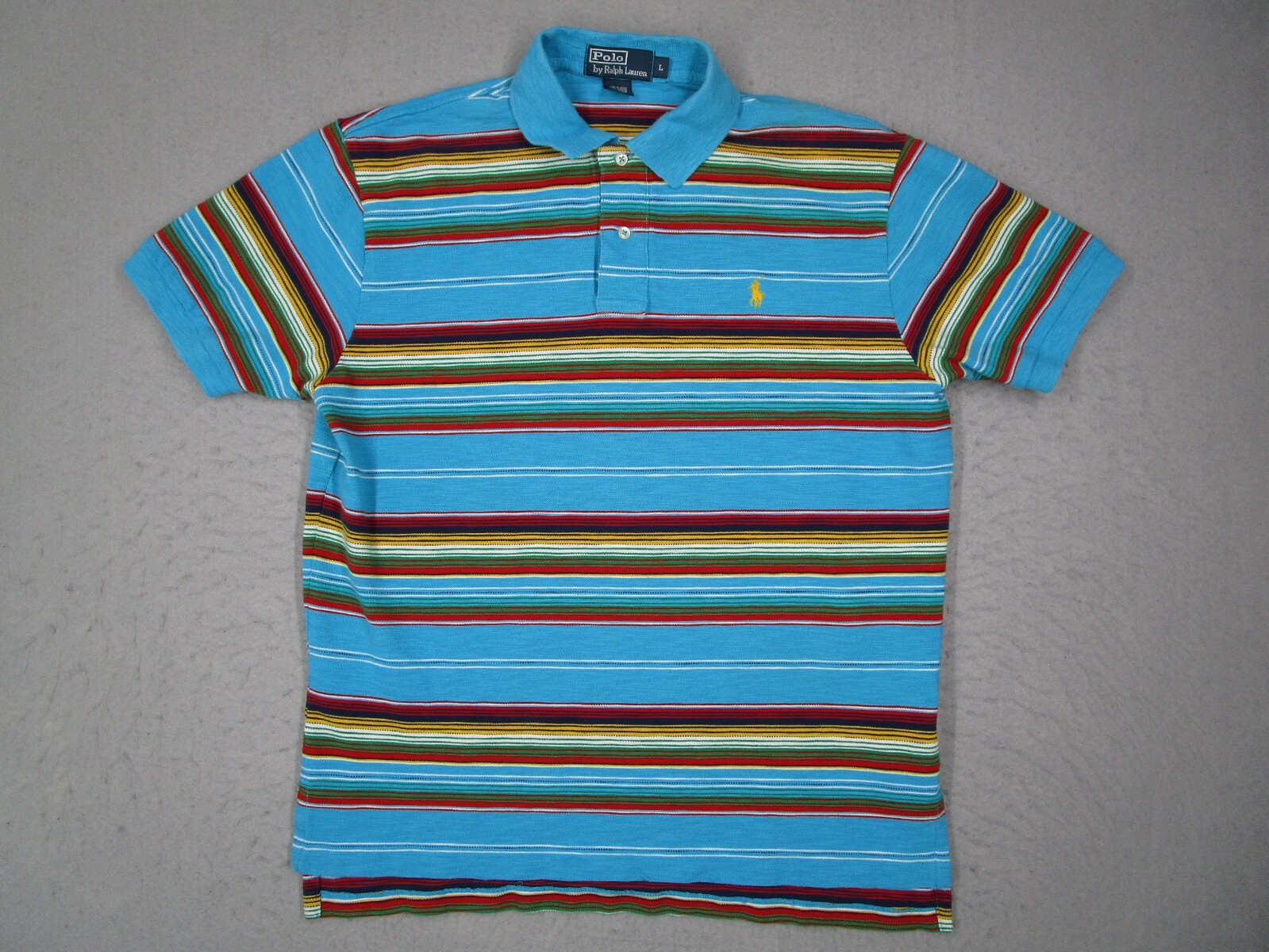 Polo Ralph Lauren vintage camicia uomo grande blu maglia sud ovest manica corta pony