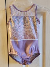 K Bee KB Lavender/ Purple Floral Gymnastics/Dance Leotard 6/7