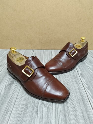 SALVATORE FERRAGAMO MOKASSIN MONK LEDER BRAUN SCHNALLE UK 8 EE - Bild 2 von 20