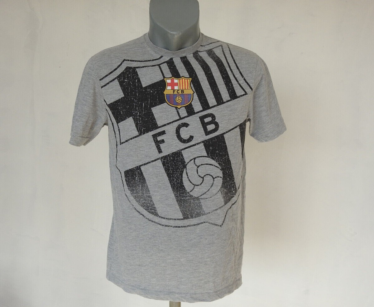 FC Barcelona FAN Jersey Grey Size M 100% Cotton Crew Neck Shirt