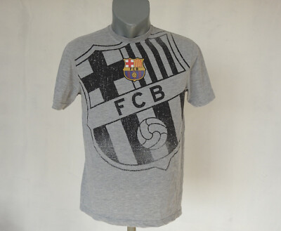 FC Barcelona FAN Jersey Grey Size M 100% Cotton Crew Neck Shirt