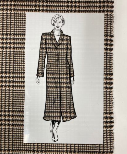 Brown Glen Check Wool Fabric Brushed Warm Medium Winter Dressmaking Material - Picture 3 of 7