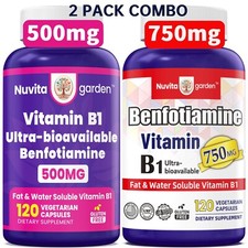 Ultra-bioavailable Vitamin B1,750 mg 500mg, Fat  Water Soluble Form thiamine