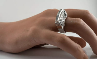 One of a Kind Estate 2.66CT Square & Round Cut Diamonds Statement Women's Ring