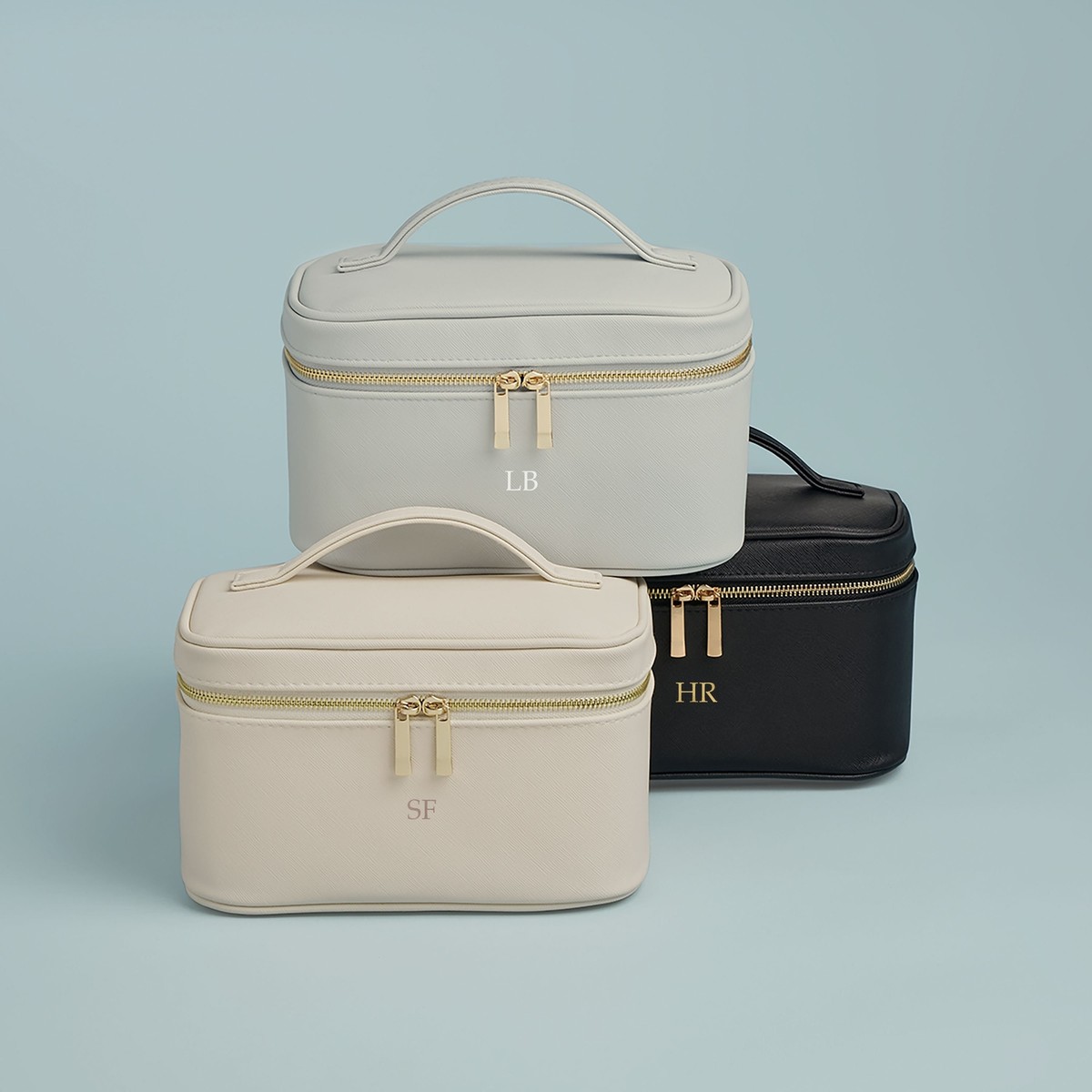 Personalised Vanity Makeup Case, Monogram Initial Cosmetic Bag, Toiletry Bag