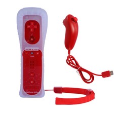 Red 2 in 1 Motion Plus Remote Nunchuck Controller for Nintendo Wii Wii U