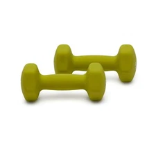 Basics Neoprene Dumbbell Hand Weights 5 Pounds Pair Green