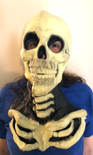 SKELETON HALLOWEEN MASK WITH NECK paper magic group 1997 skull vintage