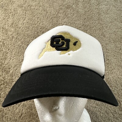 Vtg Colorado Buffalo Trucker Hat Cap Adult White Snapback KC Caps Football 90s