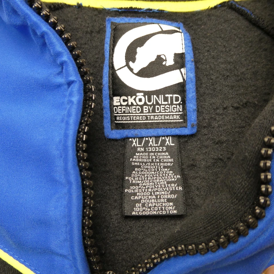 ECKO Unltd Suéter Juvenil XL Negro y Azul Sudadera con Capucha Sudadera con Capucha Cremallera Completa Foto 2 de 4