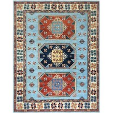 9' x 11'8" Sky Blue Caucasian Design 200 KPSI Wool Hand Knotted Rug R85034