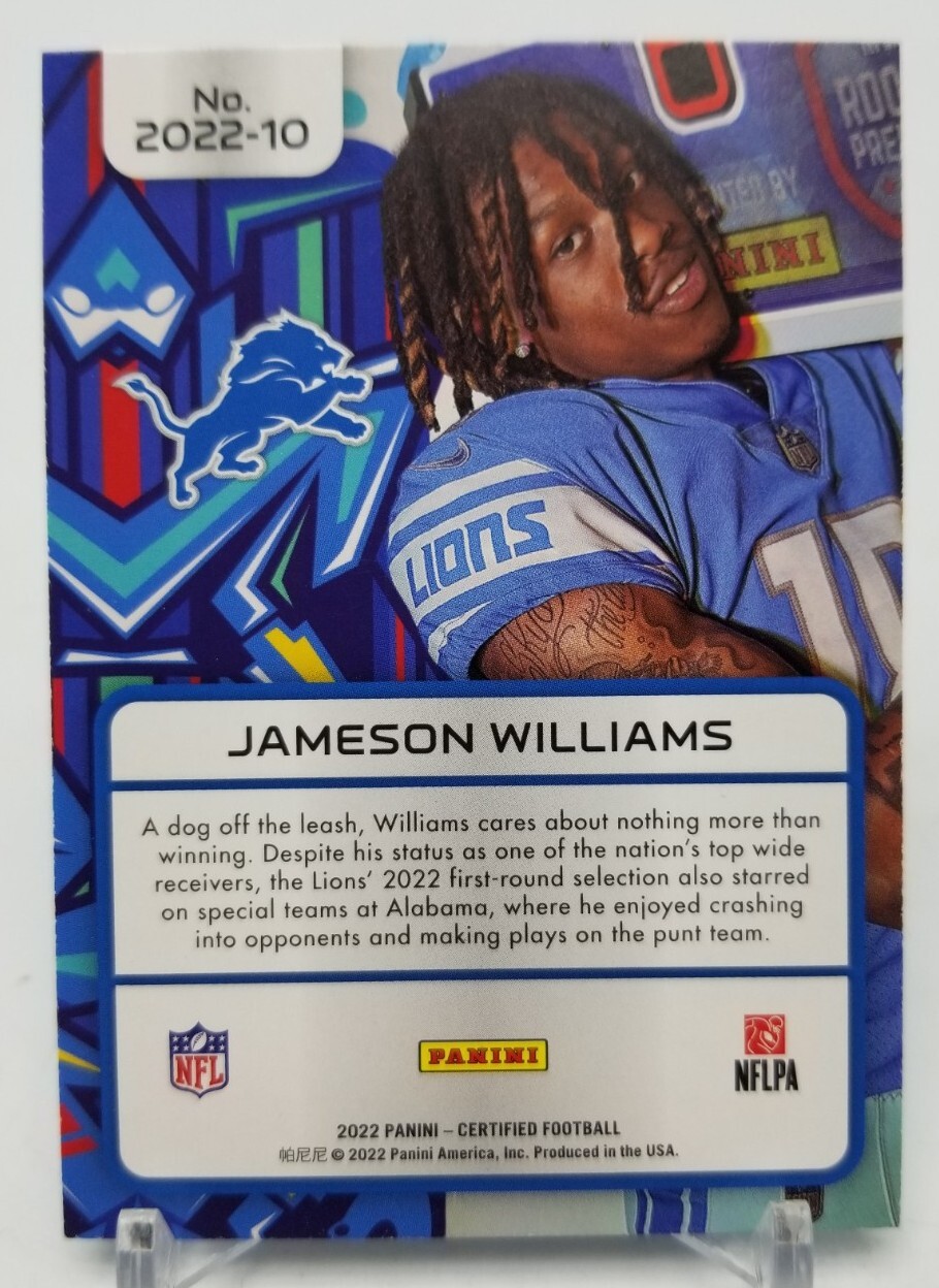 2022 Panini Certified JAMESON WILLIAMS Rookie RC Graffiti Boom Box Detroit Lions