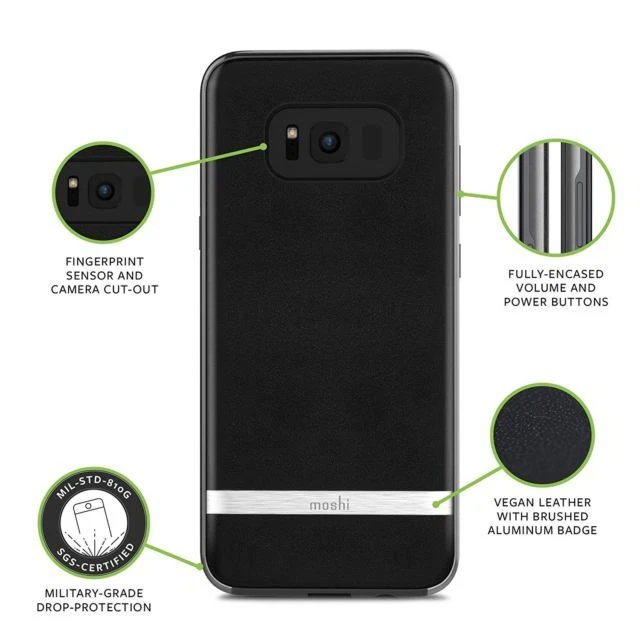 MOSHI Napa Vegan Leatherette Case for Samsung Galaxy S8+ Plus - Black - Image 3 of 4