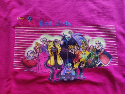 Vintage Walt Disney World Shirt Bad Girls Villains Pink Large L | eBay