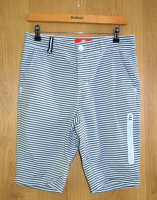 Nike Red Label White & Grey Stripe Canvas Shorts - 30W Medium - Image 1 of 4
