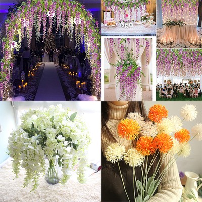 12X Hanging Artificial Silk Wisteria Fake Garden Flower Plant Vines Decor Eyeful