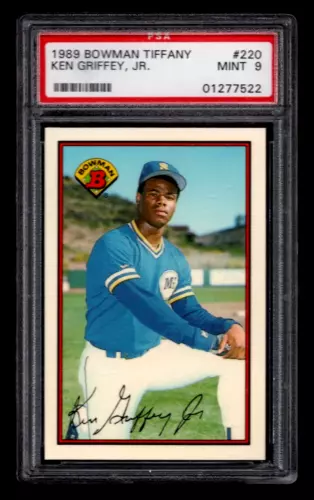 KEN GRIFFEY JR. 1989 BOWMAN TIFFANY BASEBALL ROOKIE CARD #220 PSA 9 MINT RC RARE