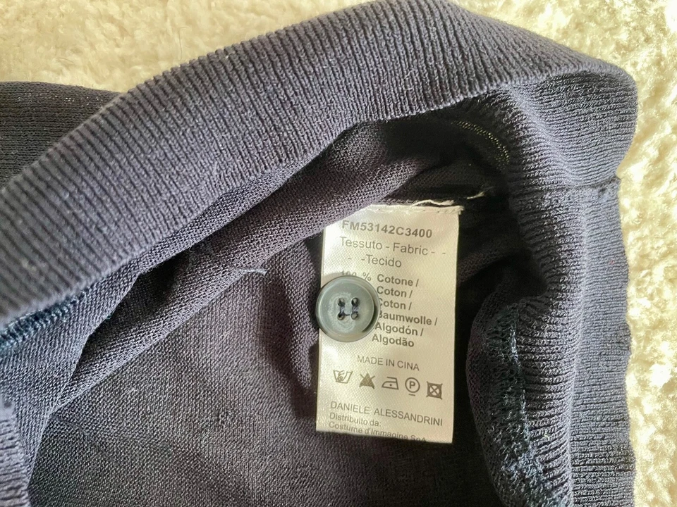 $325.00 NUEVO SUÉTER GRIS DANIELE ALESSANDRINI SLIM FIT 100% ALGODÓN FINO TALLA S/M Foto 3 de 4