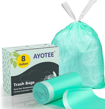 Compostable Trash Bags 8 Gallon Trash Bags Drawstring, 50 Count