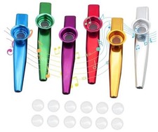 6-Piece Metal Kazoo Set   Musical Instrument Made of Aluminum in Metallic