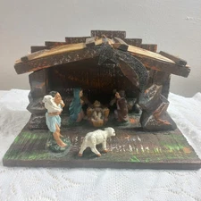 Vintage Made in Italy Nativity/Manger Jesus Mary Joseph Fixed Pieces Fold Down