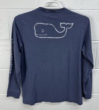 Vineyard Vines Boys Kids Navy Blue Long Sleeve Shirt Whale on Back Size XL 18 