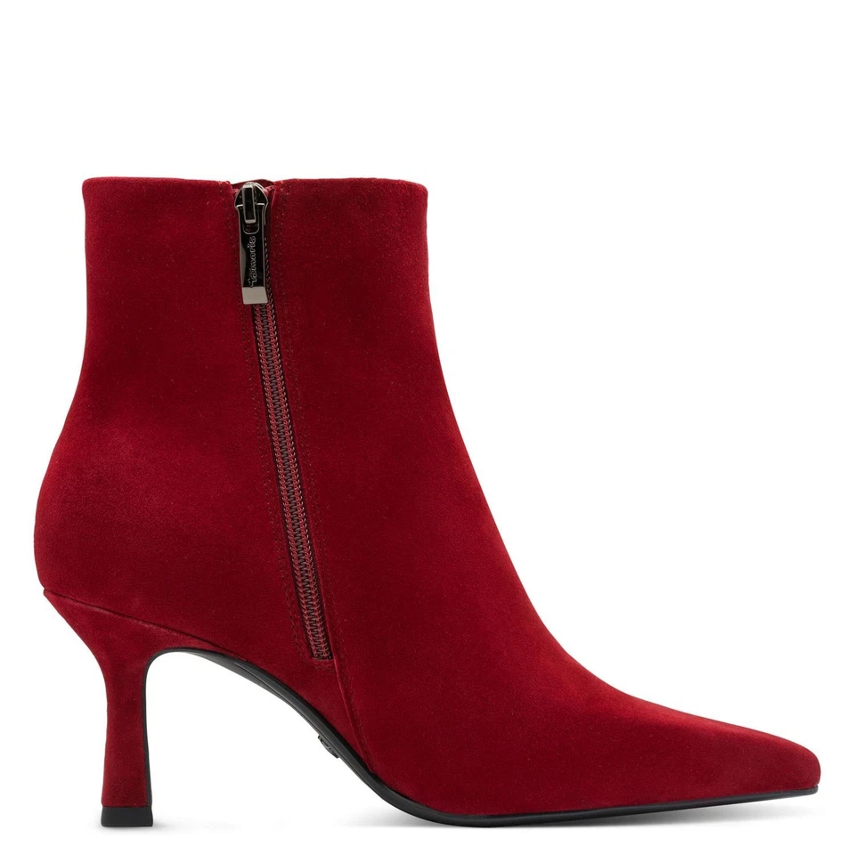 Botines Elegantes Para Mujer En Ante Rojo Tacón Medio 7 Cm TAMARIS - Imagen 3 de 4