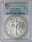 2011 American Silver Eagle - PCGS MS70 First Strike Flag Label 25th ✪COINGIANTS✪