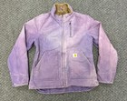 Vintage Carhartt Womens Sherpa Lined Canvas Work Jacket Size Small WJ022 Purple