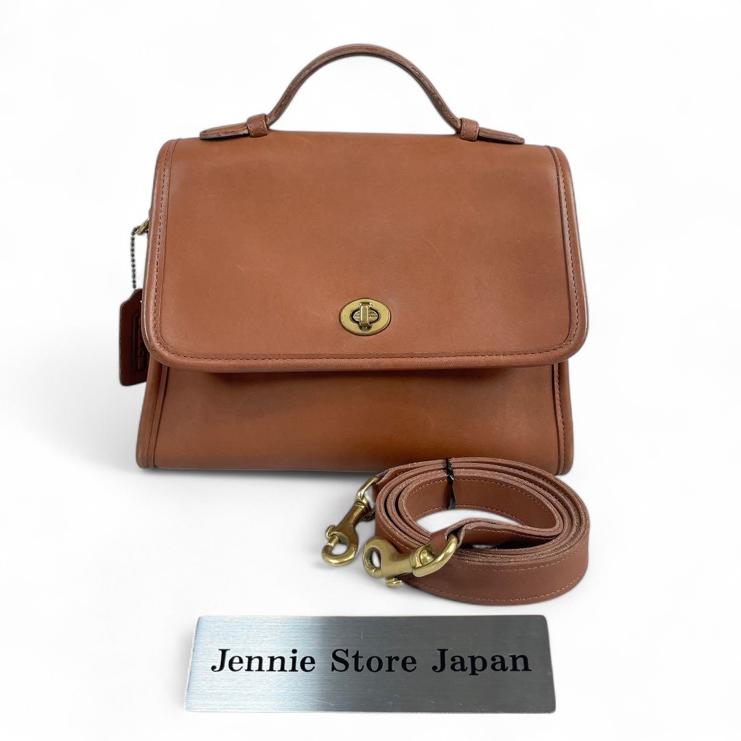 COACH 9870 Vintage Court Bag Brown Leather Shoulder Handbag 2Way Used from Japan