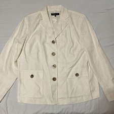 Jones New York Beige/White 100% Linen Jacket ...