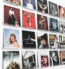 20 Pack Vinyl Record Shelf Wall Mount, 12 inch Clear Acrylic 12 inch-20 pack 