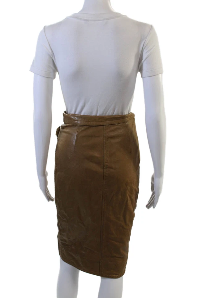 Saia Feminina Etoile Isabel Marant Couro de Cordeiro Marrom Tamanho 34 - Imagem 3 de 4