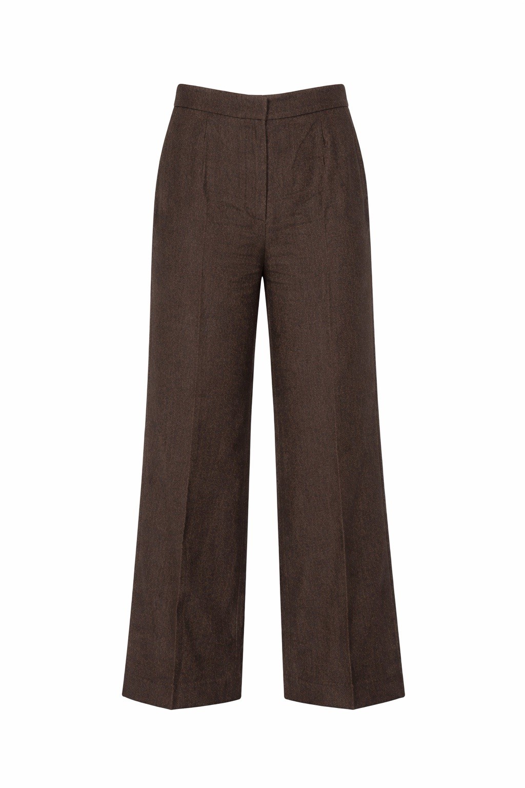 Max Mara wool blend trousers 42 12 wide leg brown flannel Italy high waisted