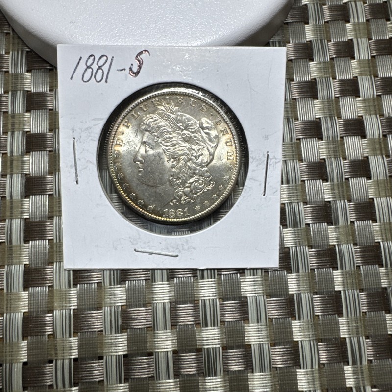 1881-S Morgan Silver Dollar With Rim Toning