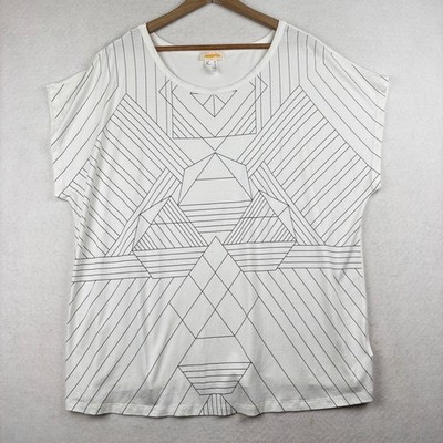 Ambria Top Womens 18 Short Sleeve Geometric Print Casual Minimalist