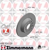 2X Zimmermann Bremsscheibe Coat Z 600.3241.20 FüR VW Golf Audi Seat A3 Skoda TT