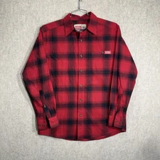 Stormy Kromer Mens THE FLANNEL SHIRT Red Black Plaid Button Up Sz Medium 