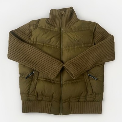 PUMA Hybrid Men's XLARGE Green Down Jacket Vest Coat with knit sleeves