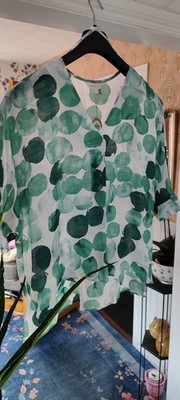 Apricot Womens Green Mix Loose Blouse  size L Short Sleeve Polyester Mix BNWT'S.