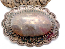 Vintage STERLING SOUTHWESTERN OVAL CONCHO 2" wide fit 1/2" belt slide Navajo
